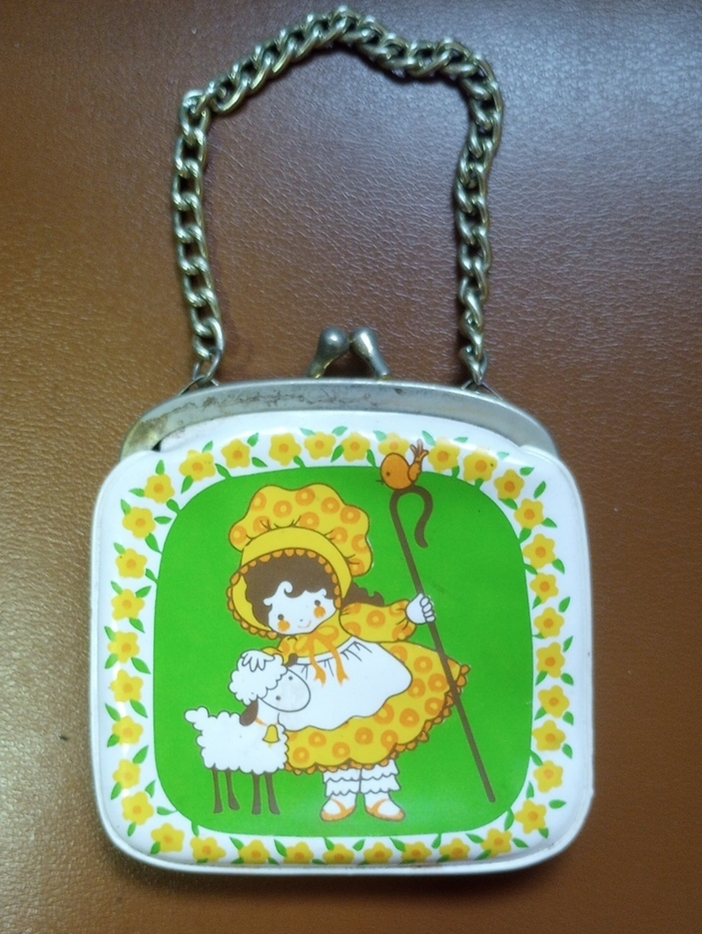 Hallmark Vtg Little Bo Peep Change Purse/Pocketbook. Green Yellow Orange White